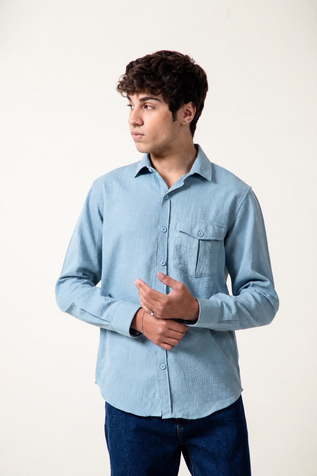 SKY TEXTURED RAYON SHIRT