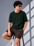 GREEN CABLE KNIT HENLEY
