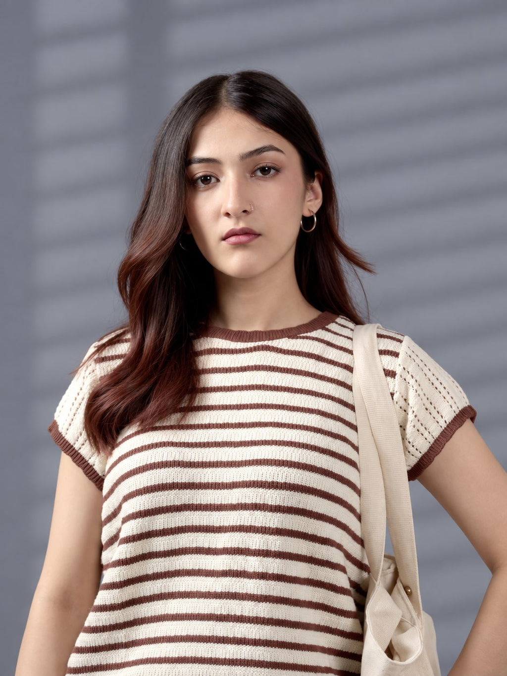 BROWN CROCHETED JUMPER