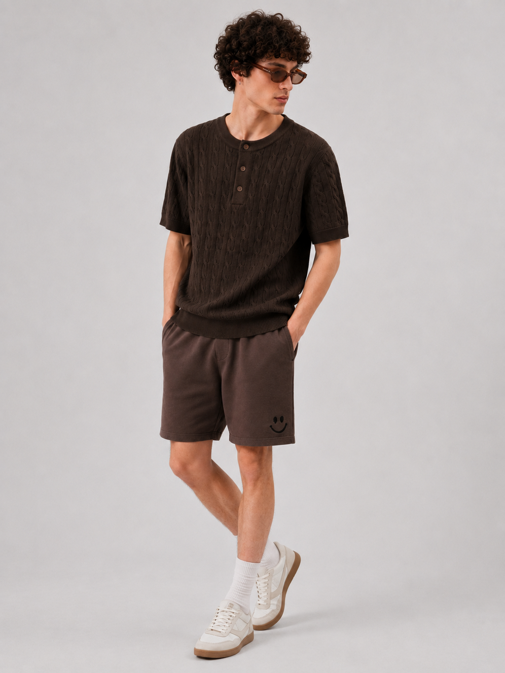 ESPRESSO CABLE KNIT HENLEY