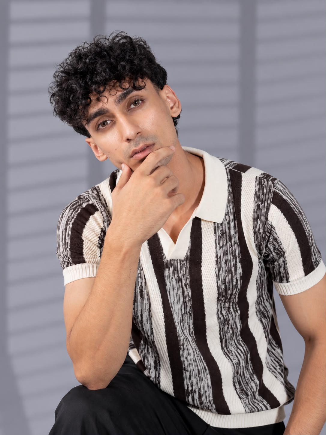 BROWN MELANGÉ KNIT POLO