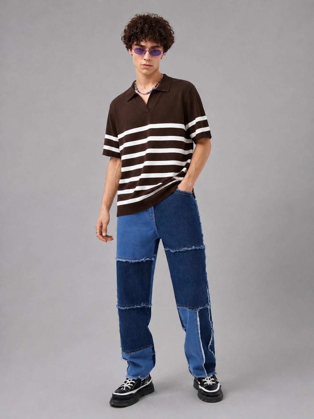 BROWN TIMELESS STRIPER KNIT POLO