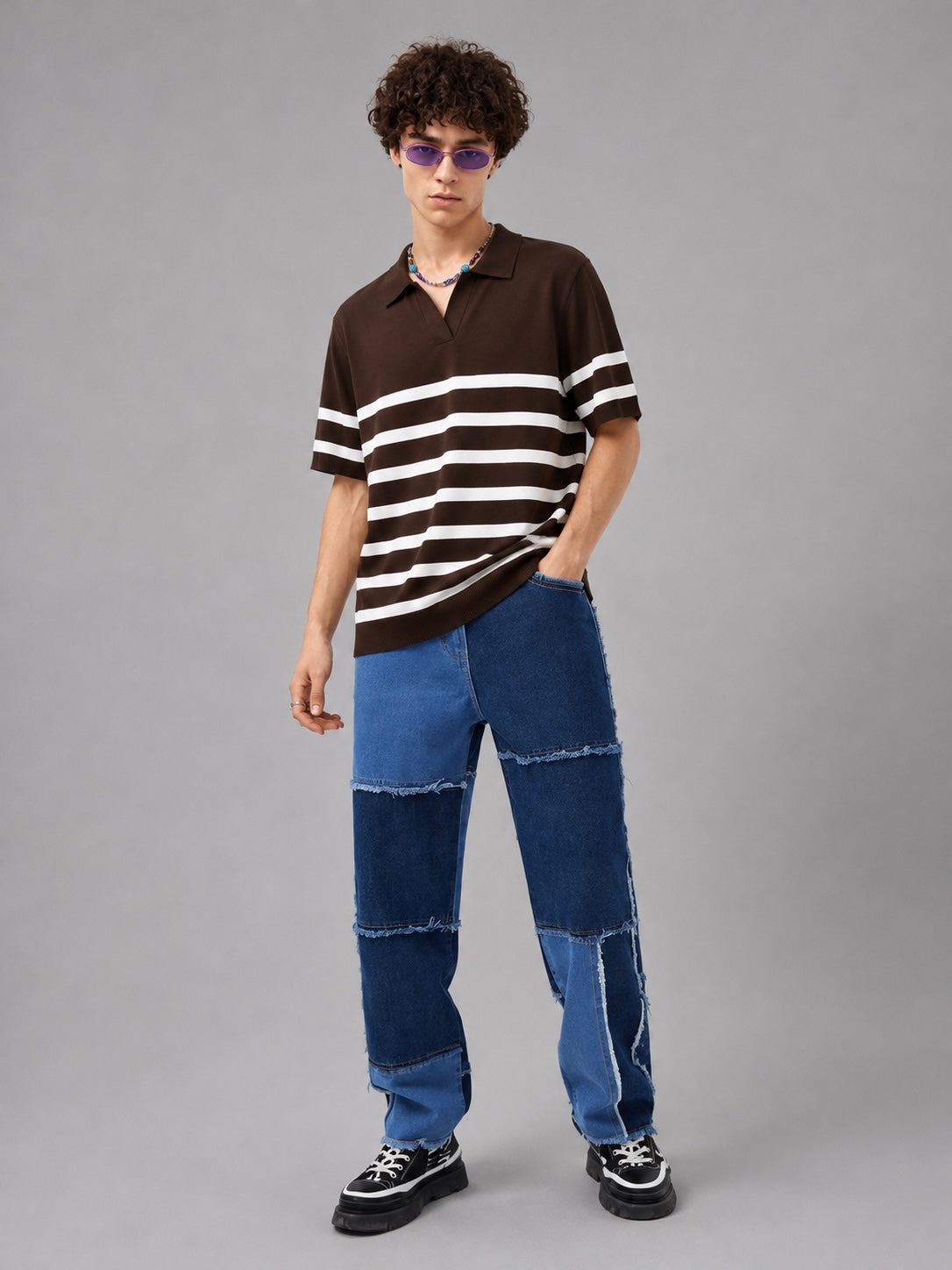 BROWN TIMELESS STRIPER KNIT POLO