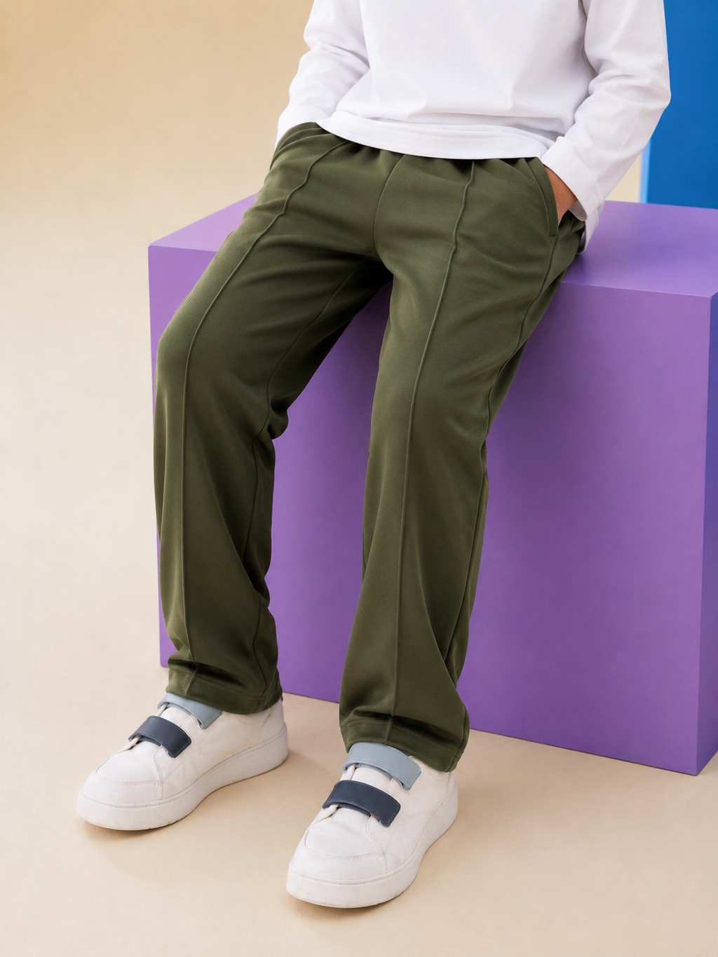OLIVE PIPING SUMMER TROUSER