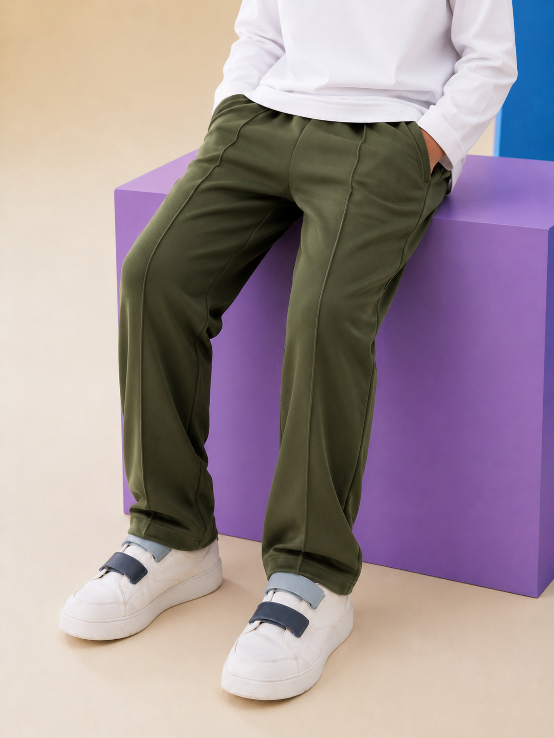 OLIVE PIPING SUMMER TROUSER