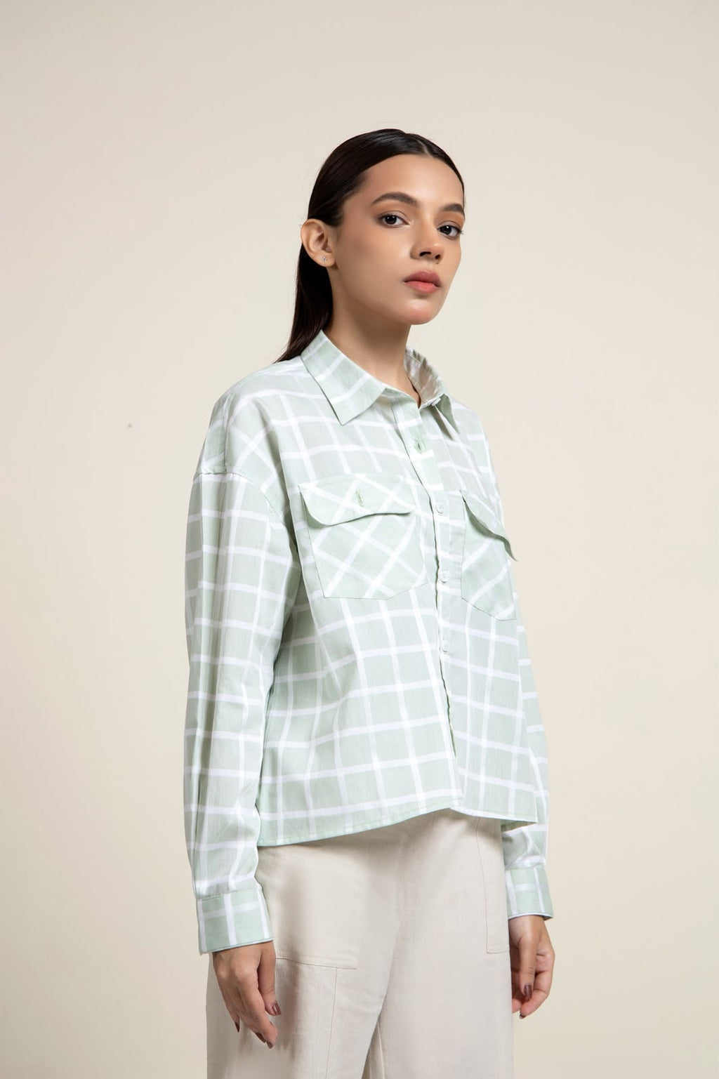 SAGE BOXY COTTON SHIRT
