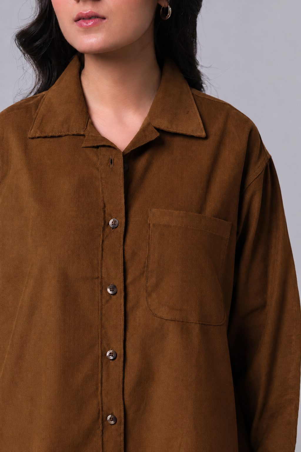 BROWN CORDUROY SHIRT WOMEN