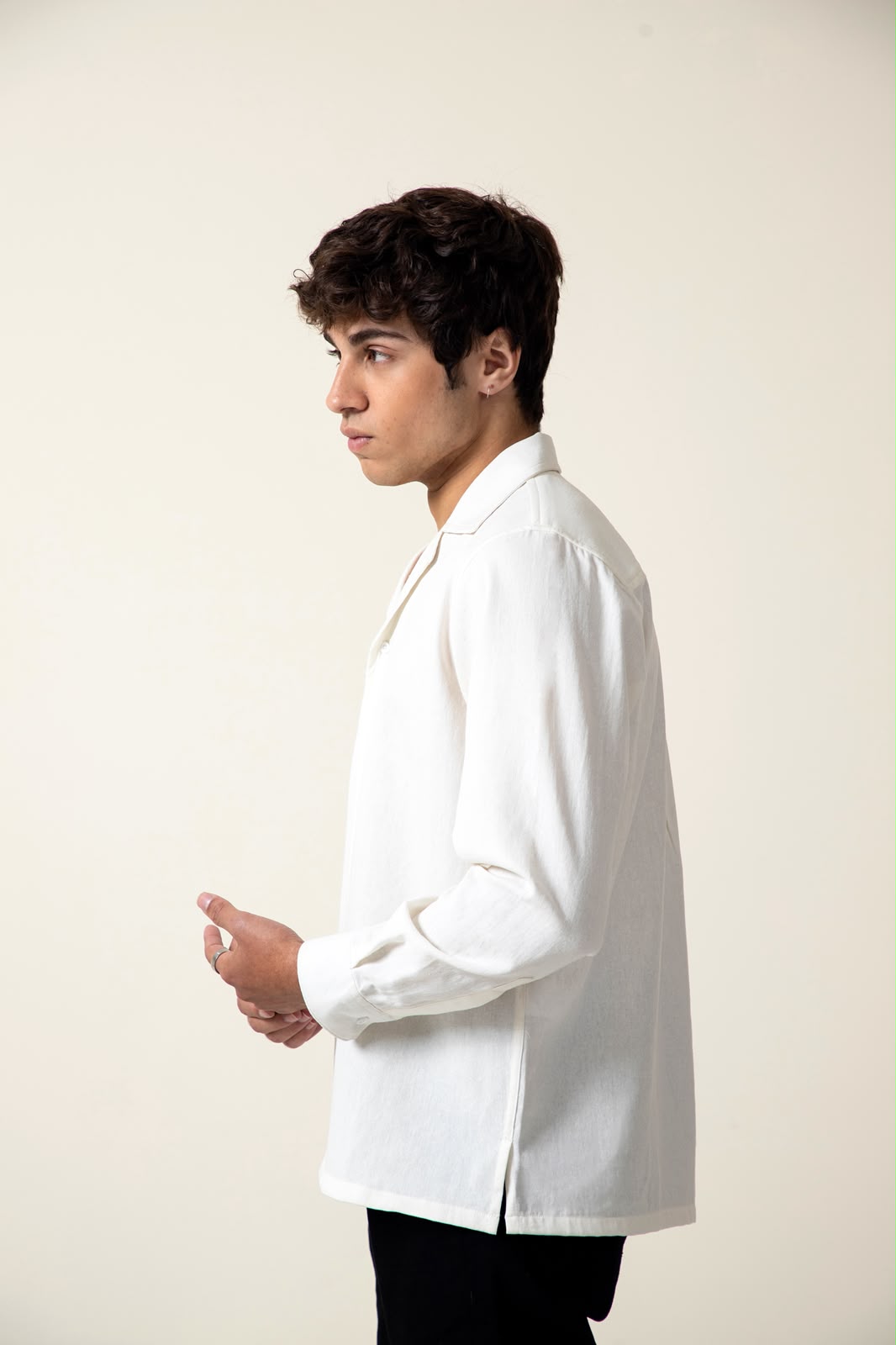 WHITE COTTON LINEN SHIRT