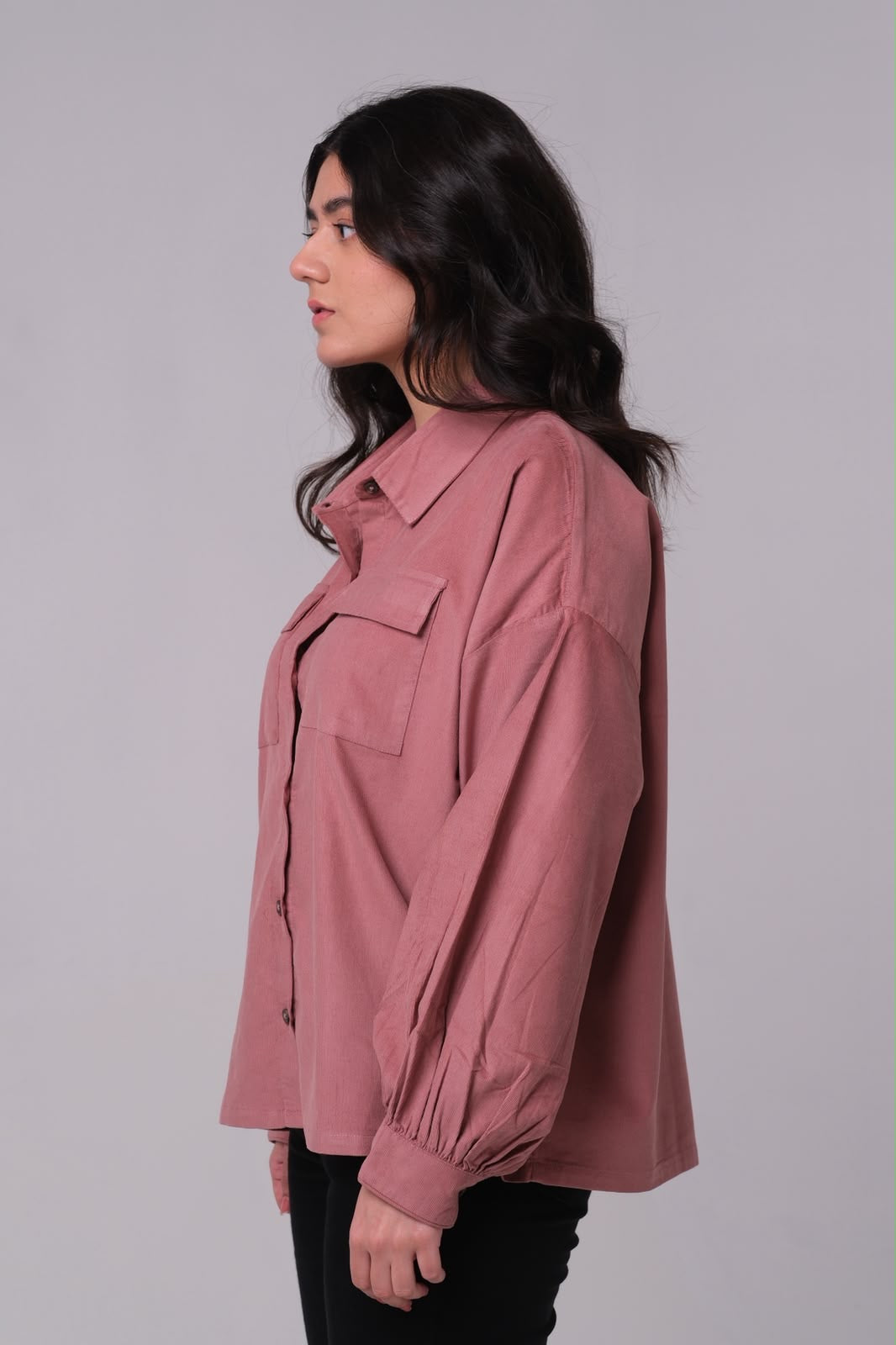 PINK CORDUROY SHIRT WOMEN