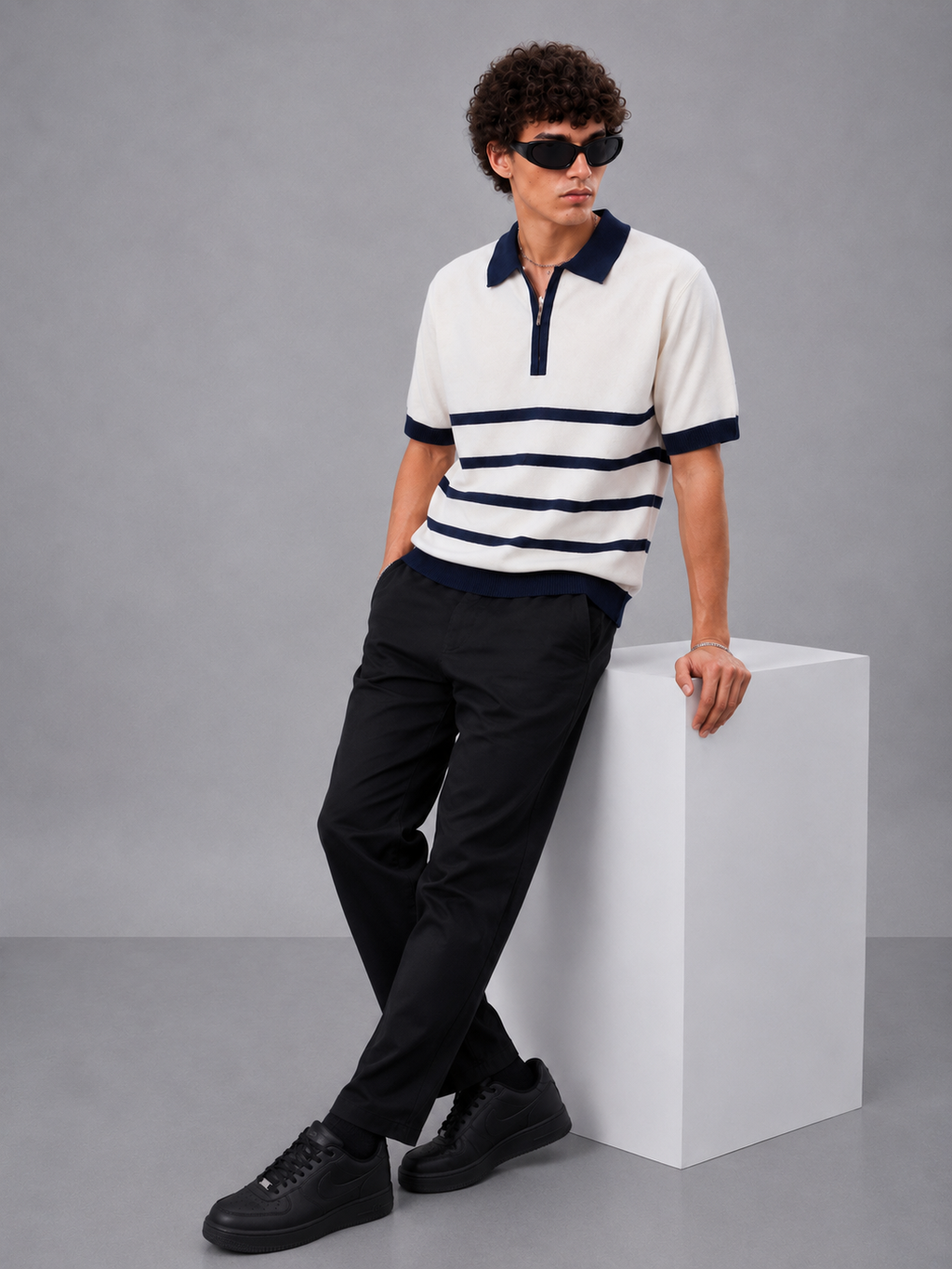 NAVI Y/D ZIPPER POLO