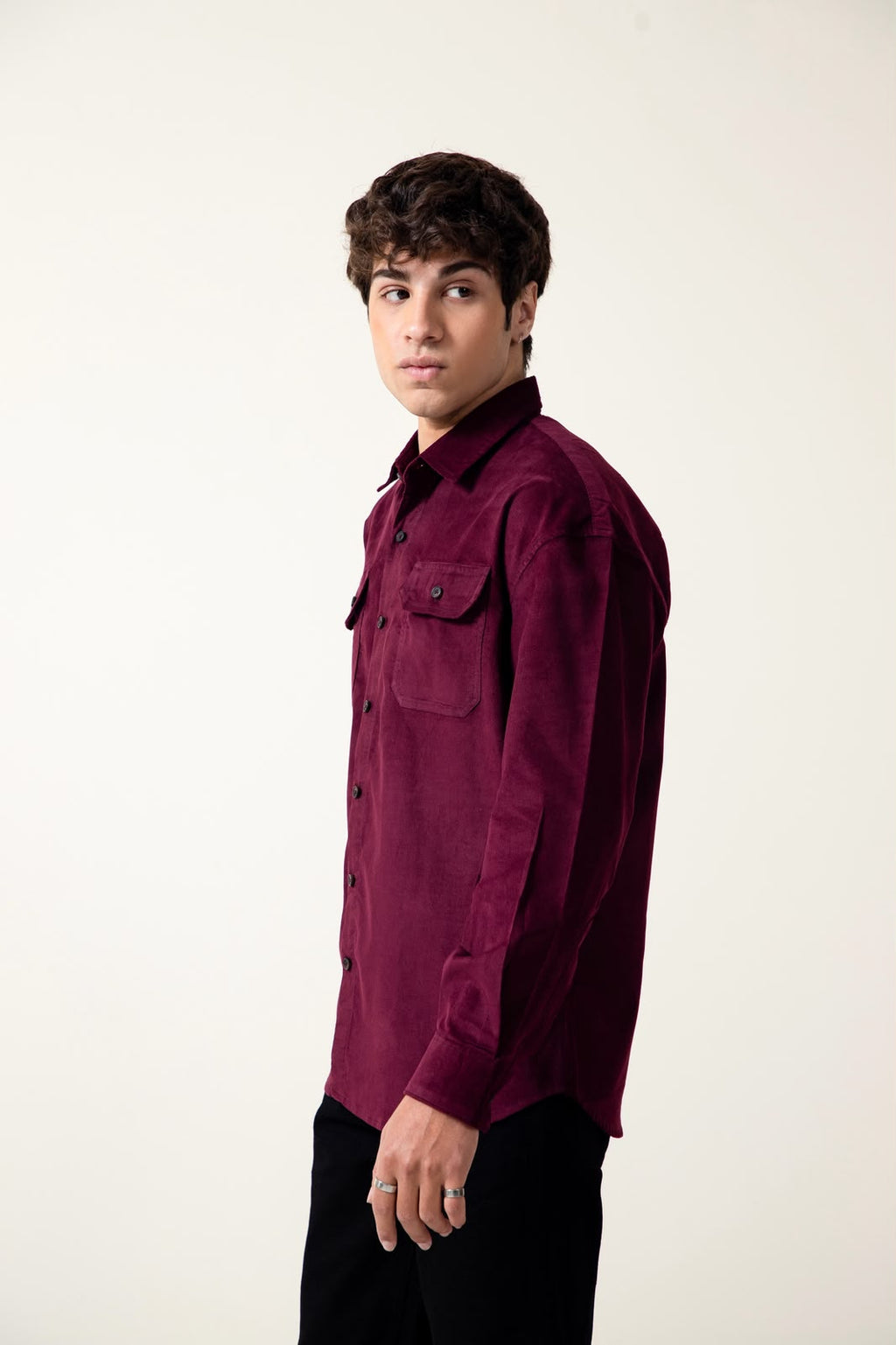 MAROON CORDUROY SHIRT MEN