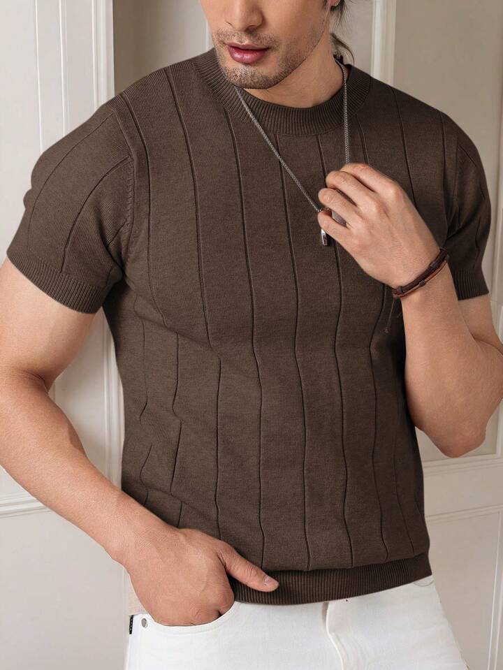 BROWN DROP NEEDLE CREW TEE