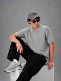 GREY HERITAGE CABLE KNIT POLO