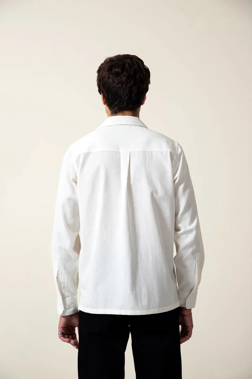 WHITE COTTON LINEN SHIRT