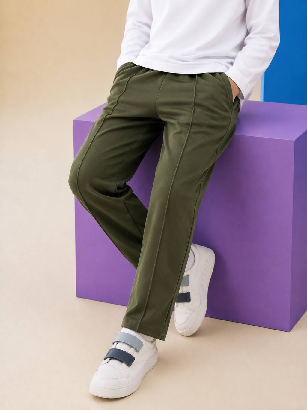 OLIVE PIPING SUMMER TROUSER