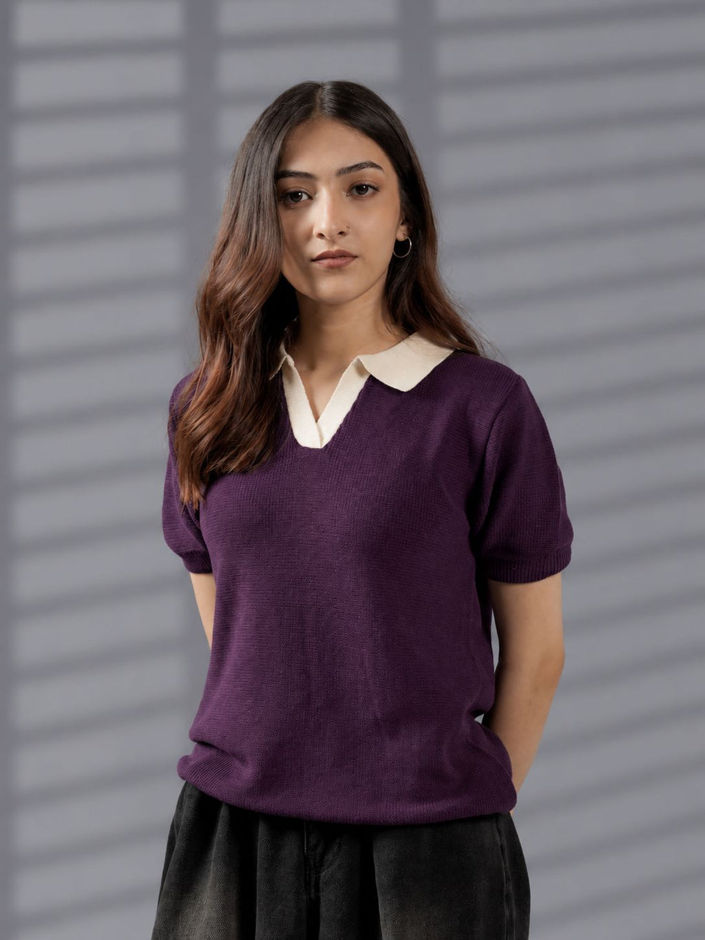 PURPLE BREATHABLE KNIT POLO