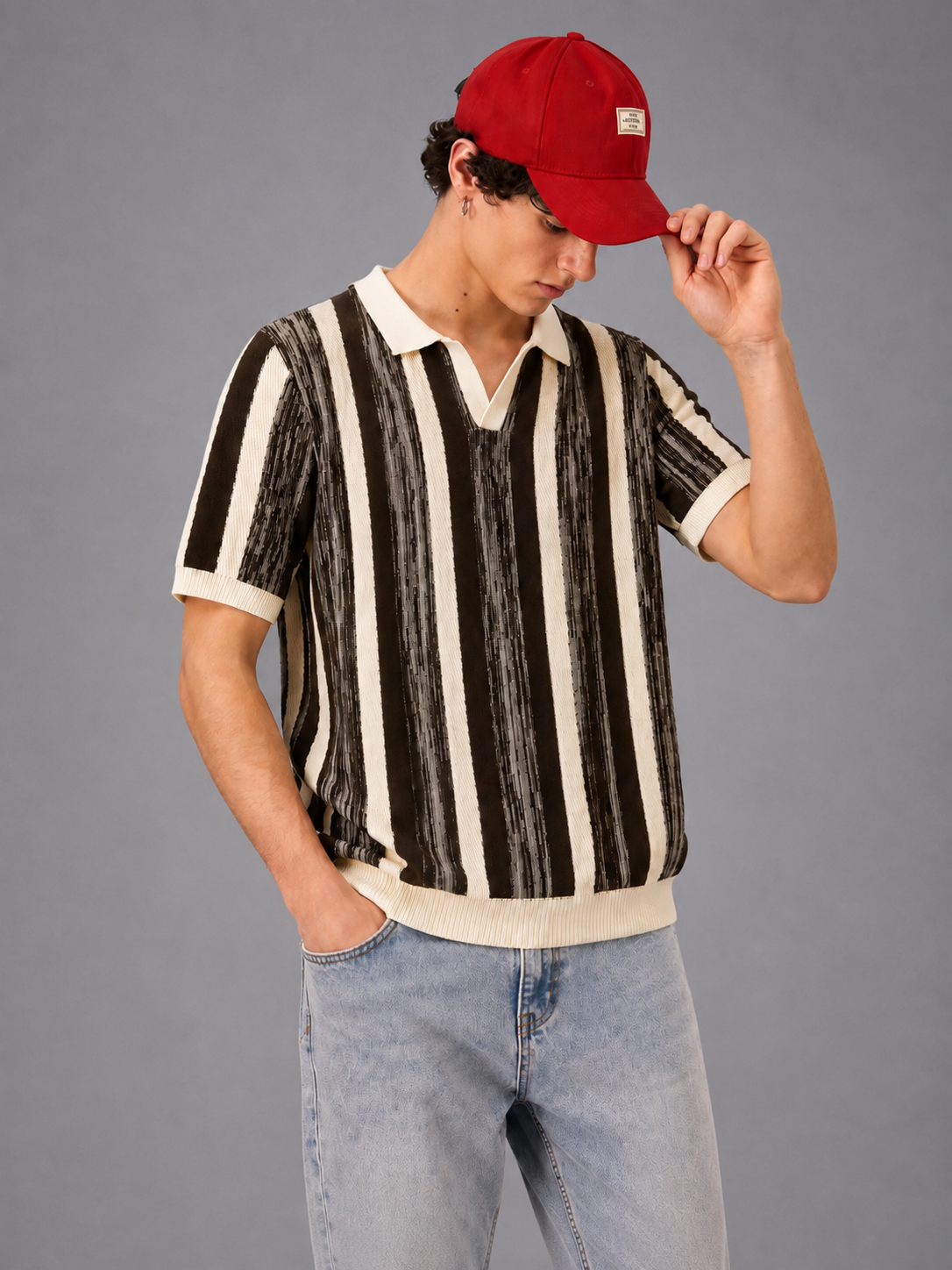 BROWN MELANGÉ KNIT POLO
