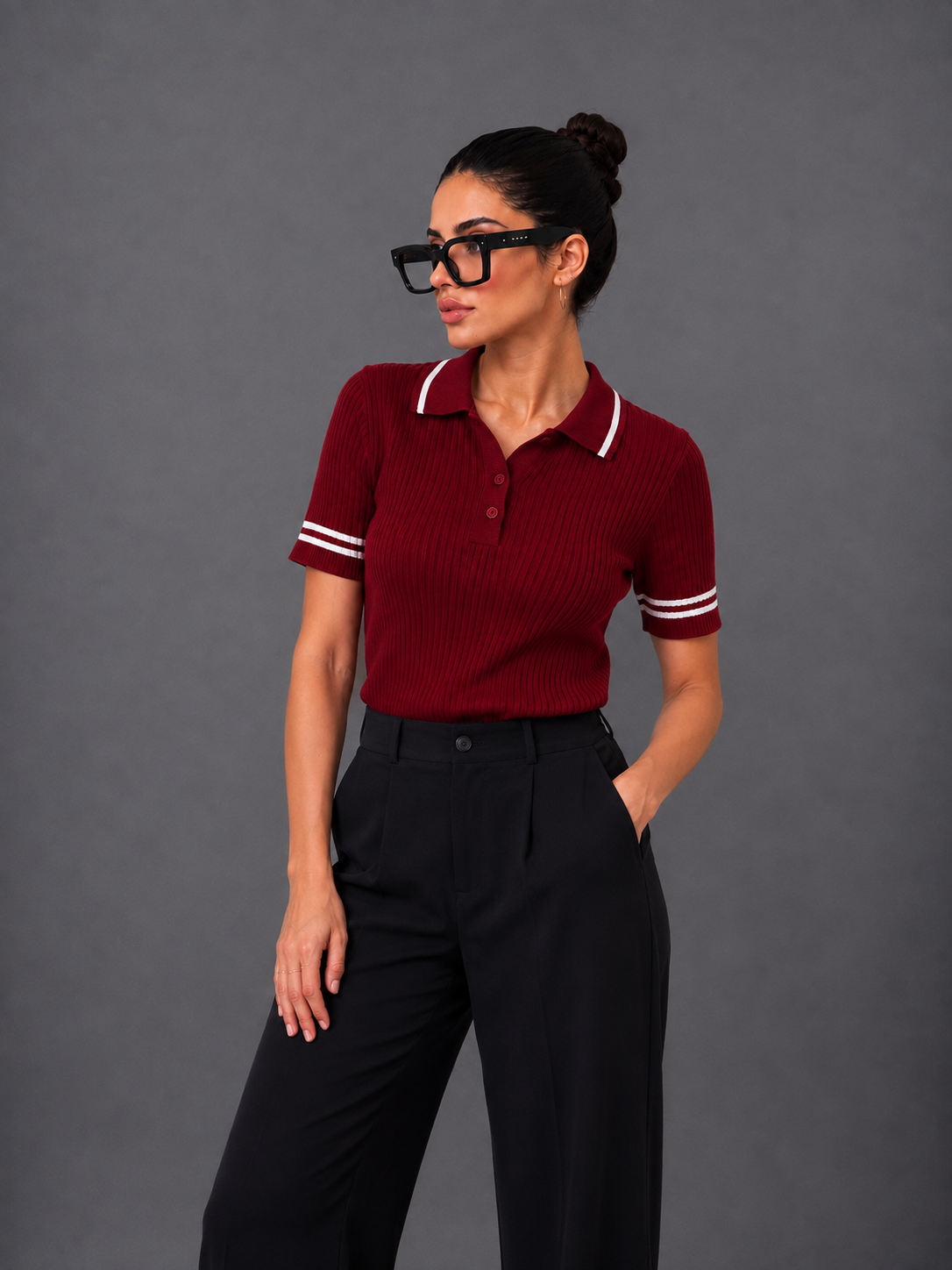 MAROON DROP NEEDLE POLO