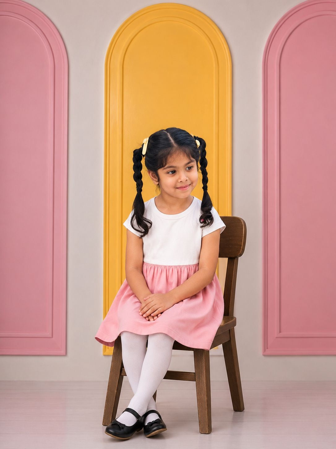 WHITE PINK SUMMER FROCK