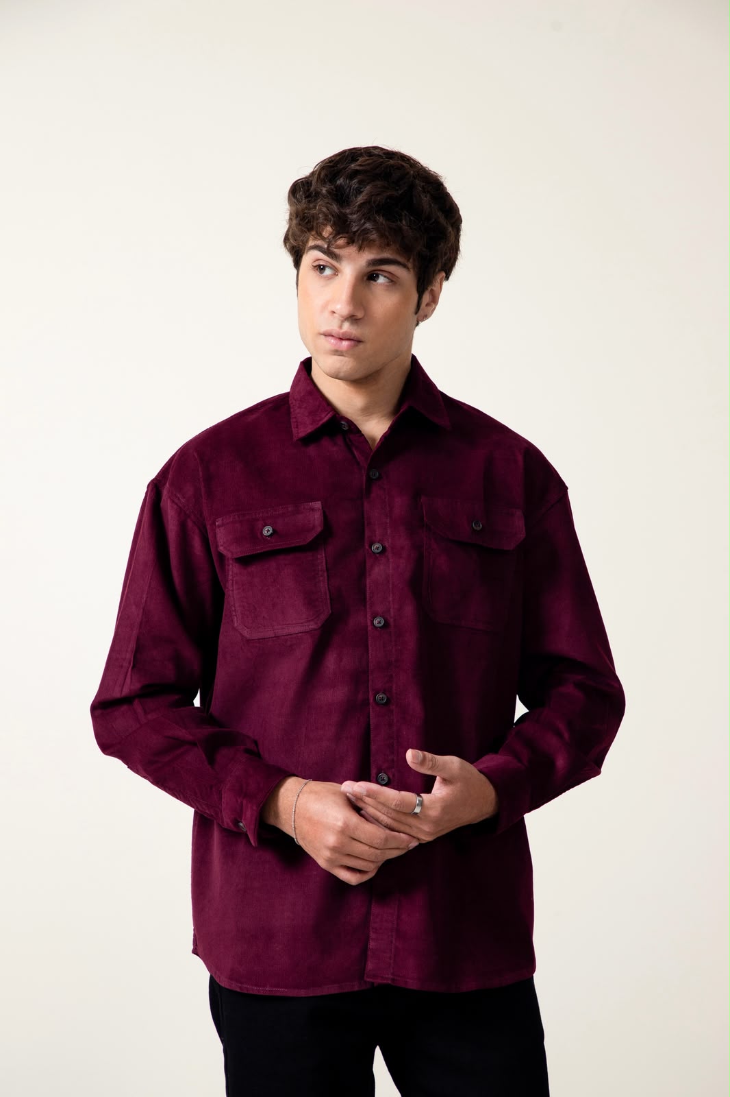 MAROON CORDUROY SHIRT MEN