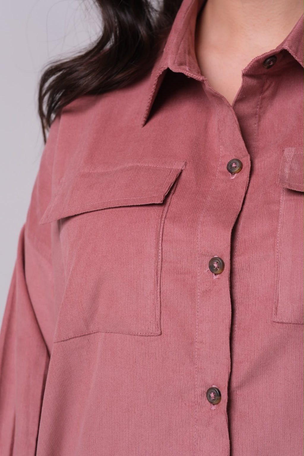 PINK CORDUROY SHIRT WOMEN