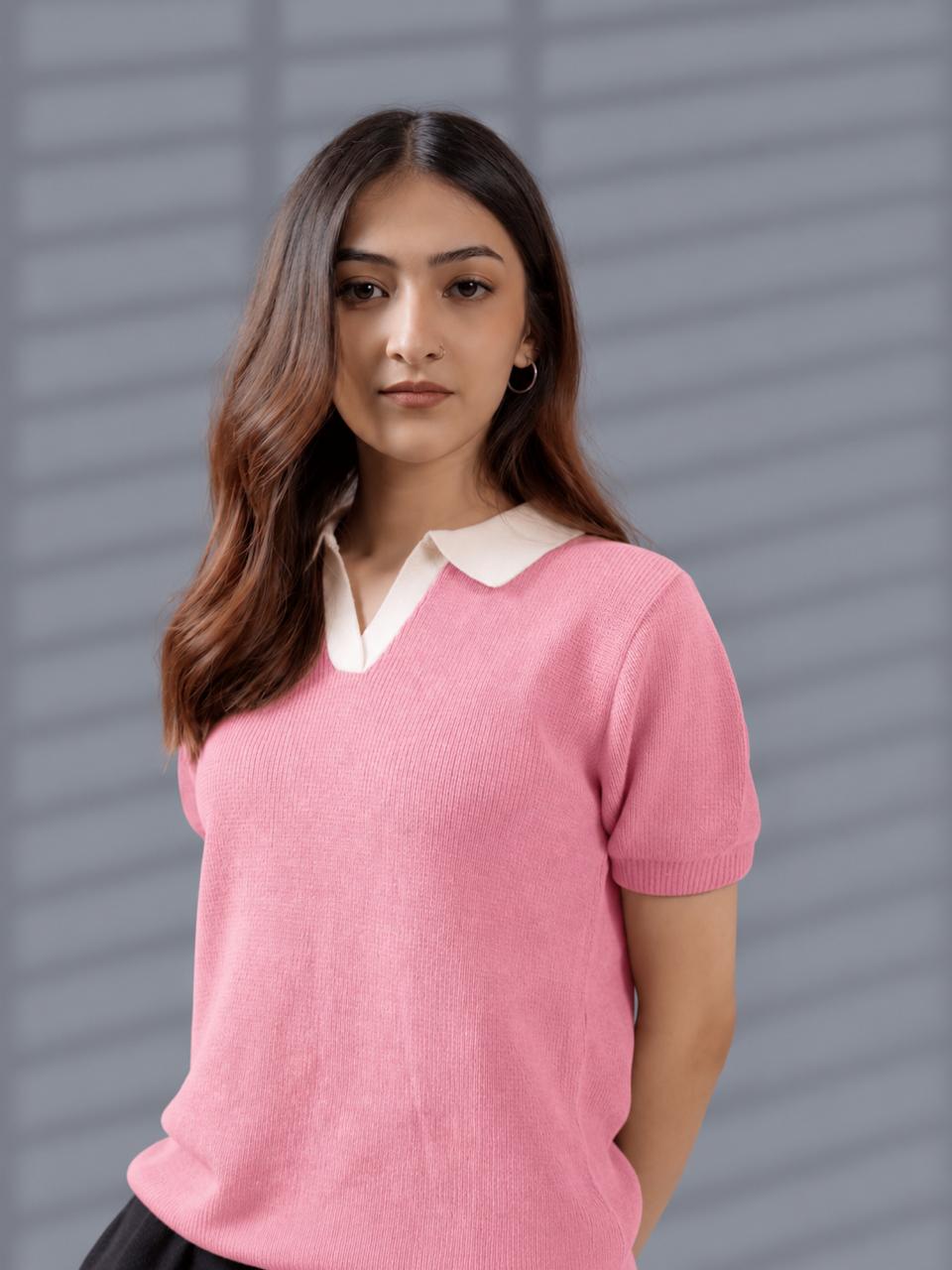 PINK BREATHABLE KNIT POLO