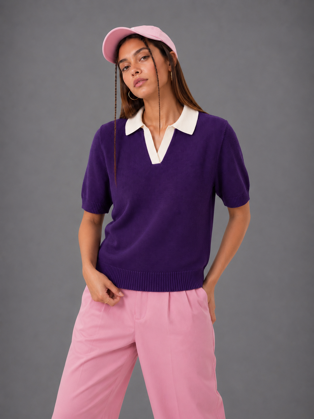 PURPLE BREATHABLE KNIT POLO