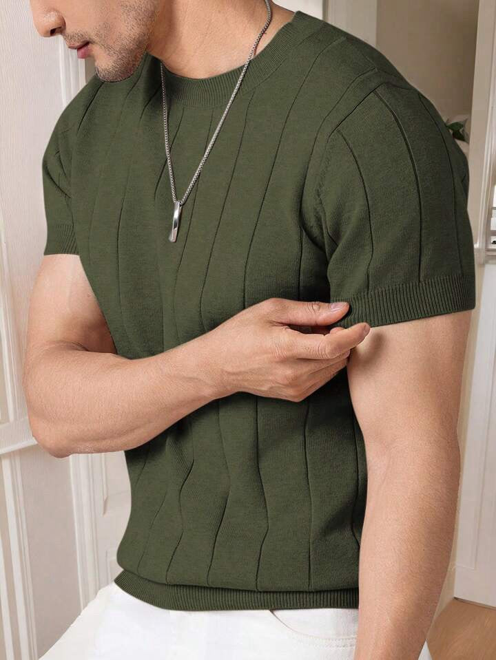OLIVE DROP NEEDLE CREW TEE