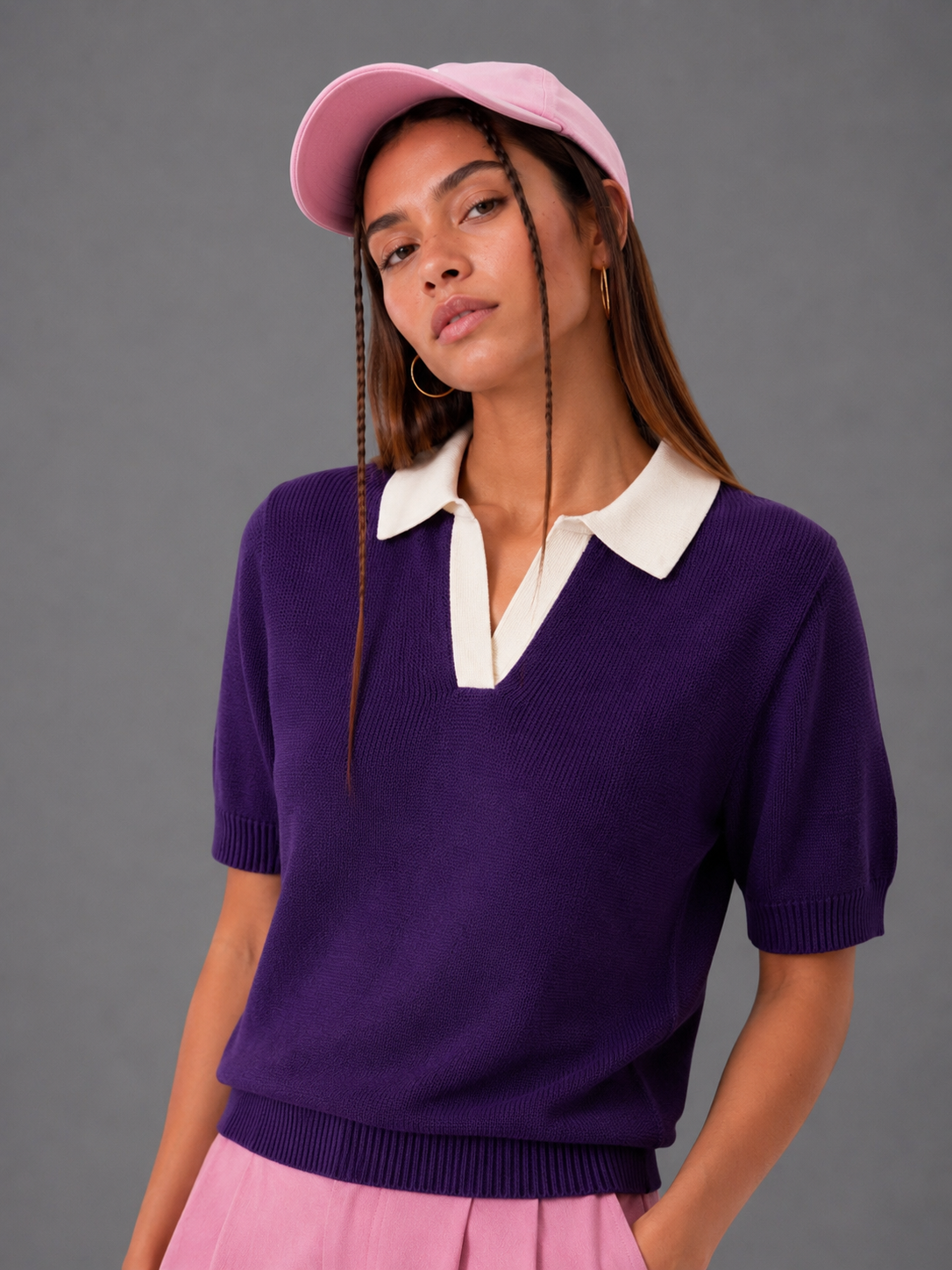 PURPLE BREATHABLE KNIT POLO