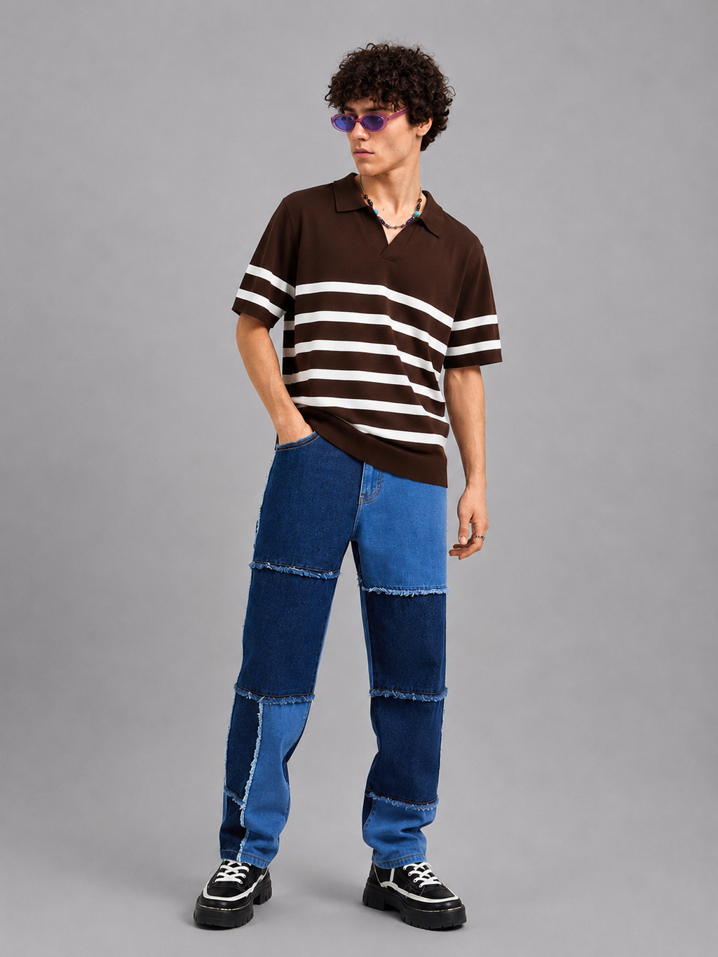 BROWN TIMELESS STRIPER KNIT POLO