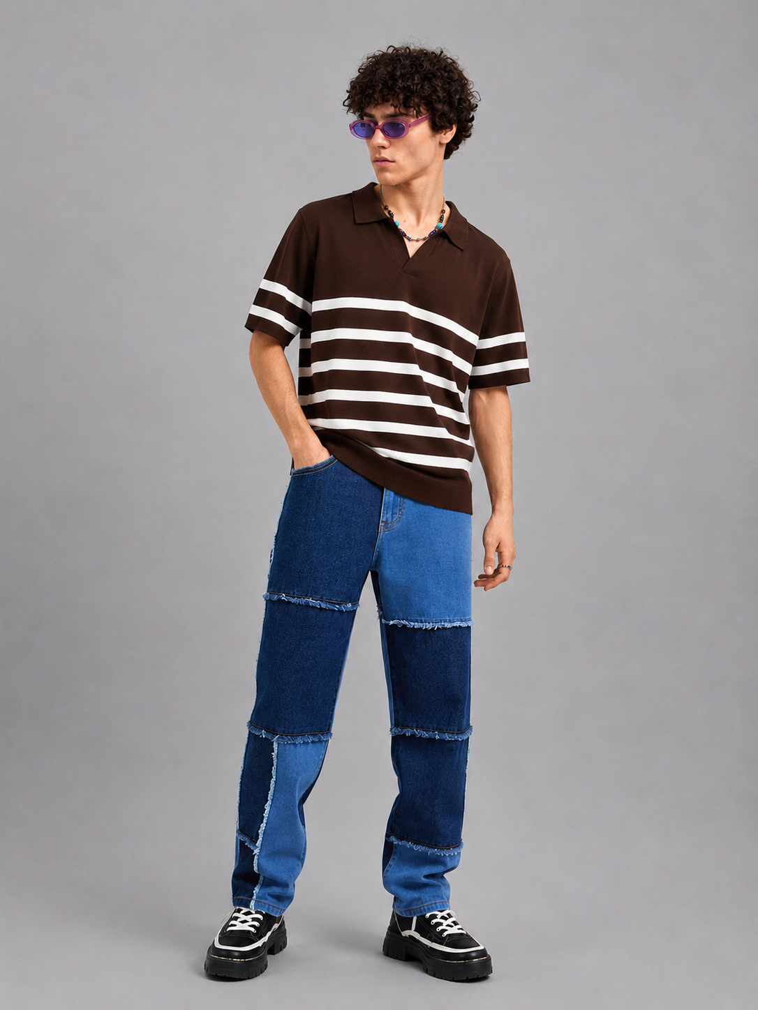 BROWN TIMELESS STRIPER KNIT POLO