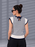 NAVY CROCHETED JUMPER