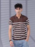 BROWN TIMELESS STRIPER POLO
