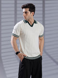 CREAM DROP NEEDLE KNIT POLO