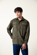 OLIVE CORDUROY SHIRT MEN