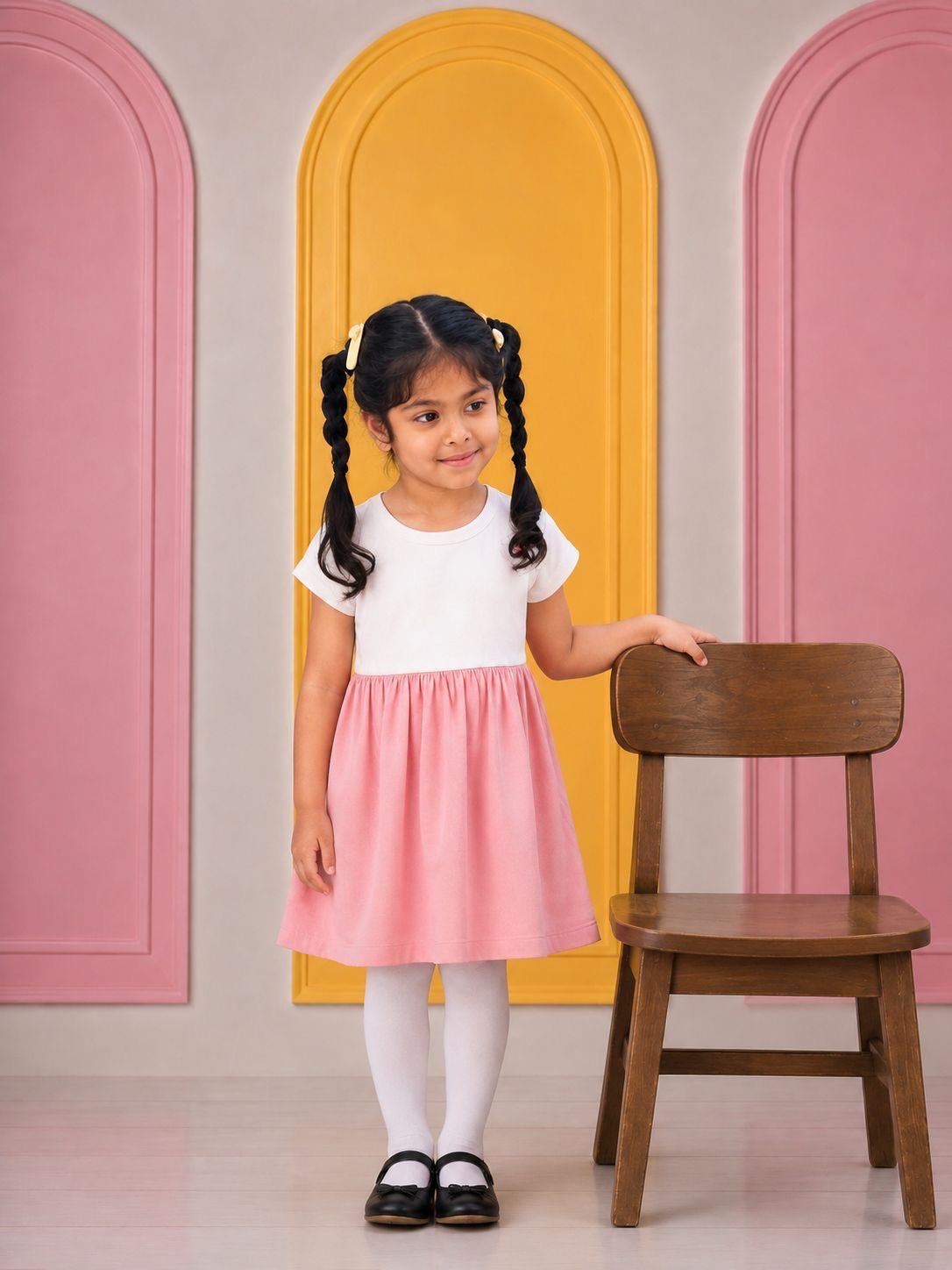 WHITE PINK SUMMER FROCK