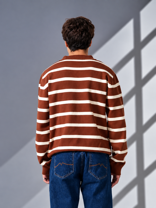 BROWN YARN DYED SWEATER