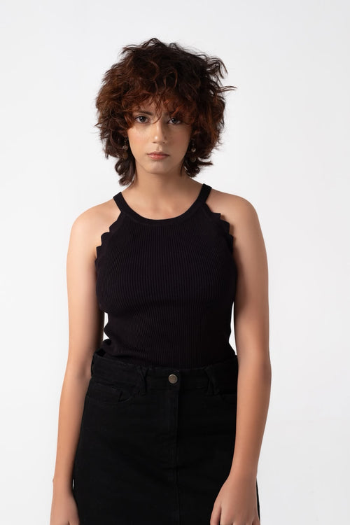 BLACK KNIT WINTER TOP