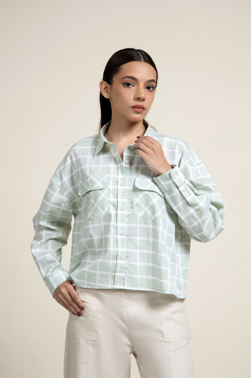 SAGE BOXY COTTON SHIRT