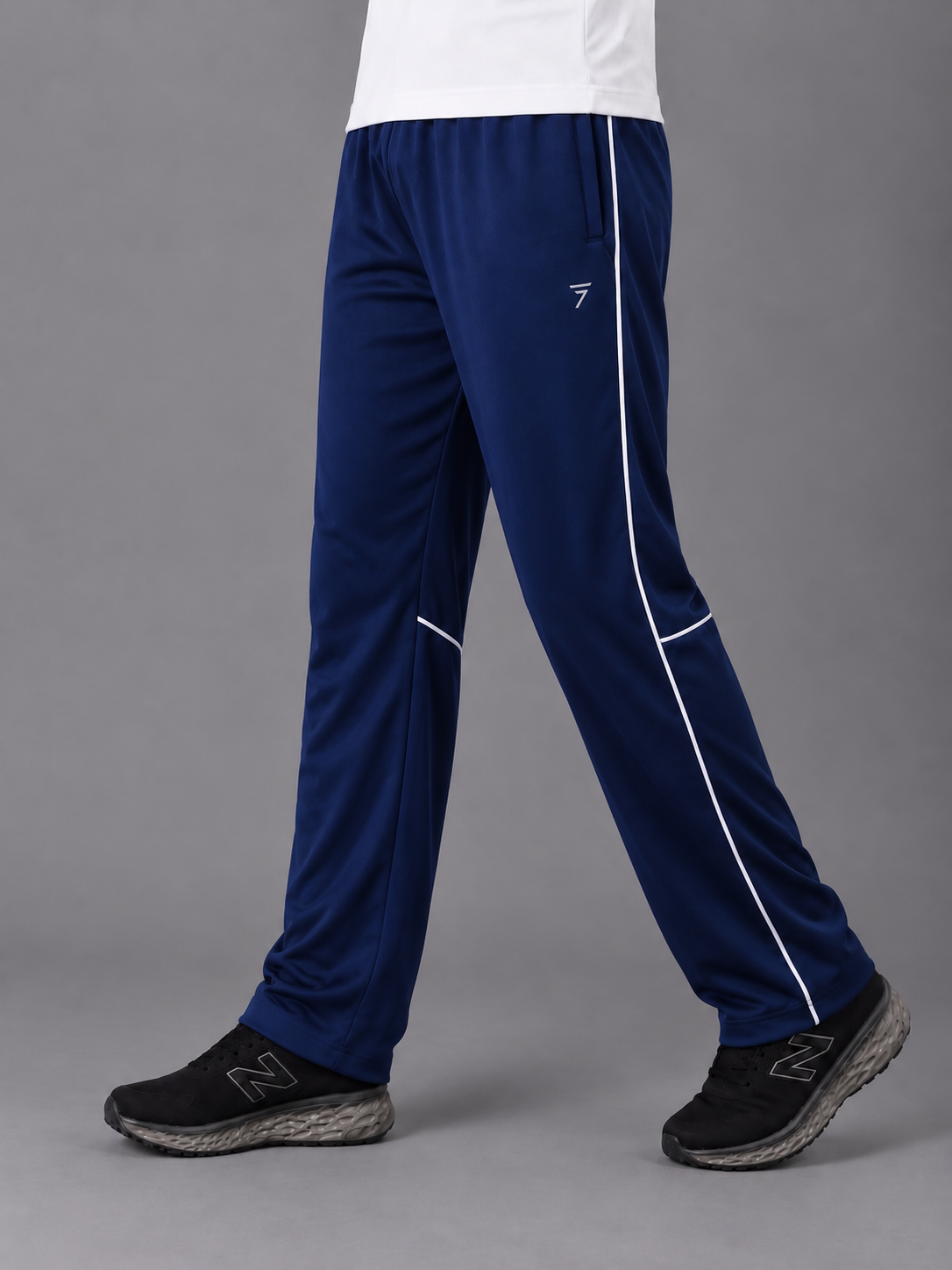 NAVY KNEE PIPING MICRO RELAX FIT BOTTOM