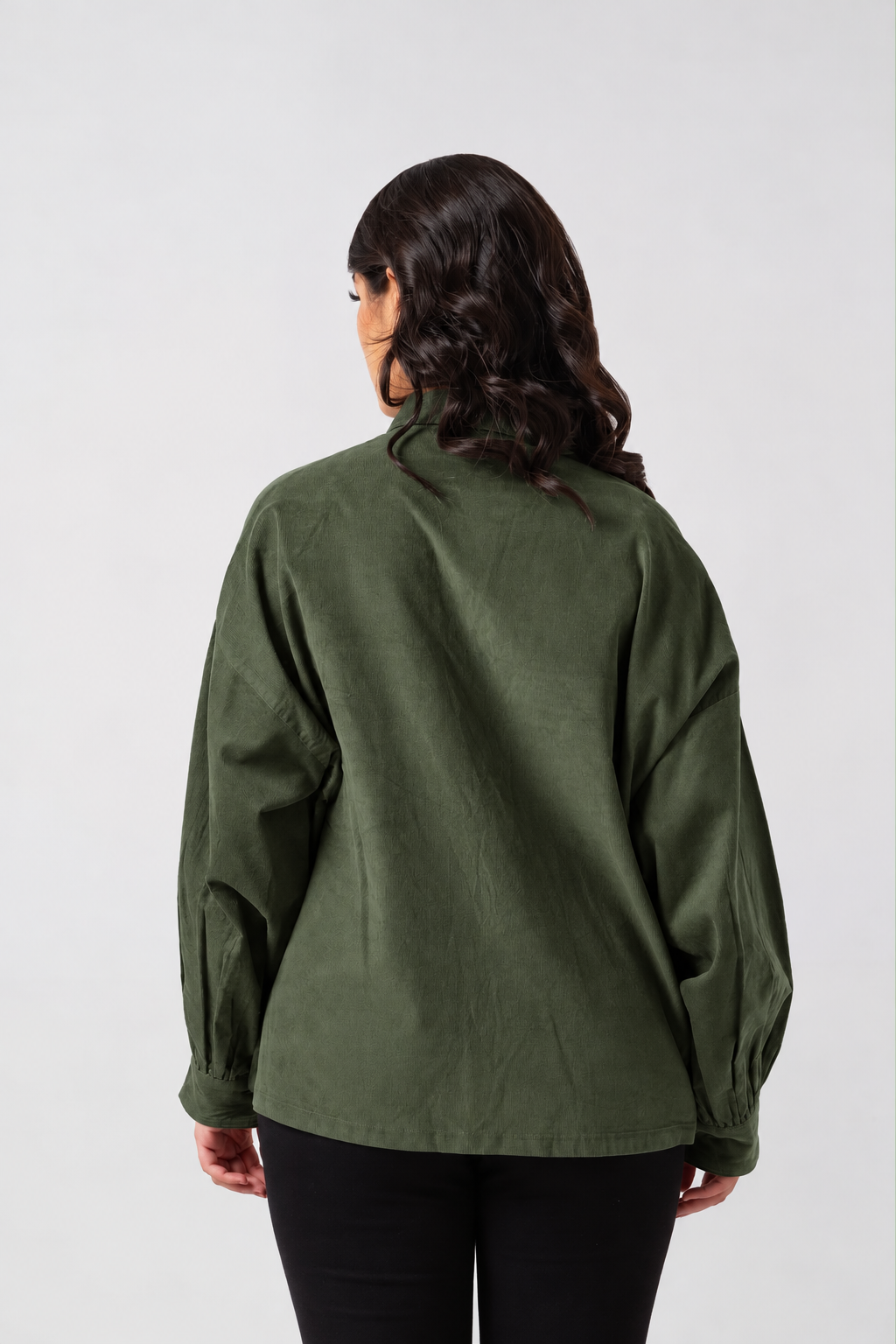 OLIVE CORDUROY SHIRT WOMEN
