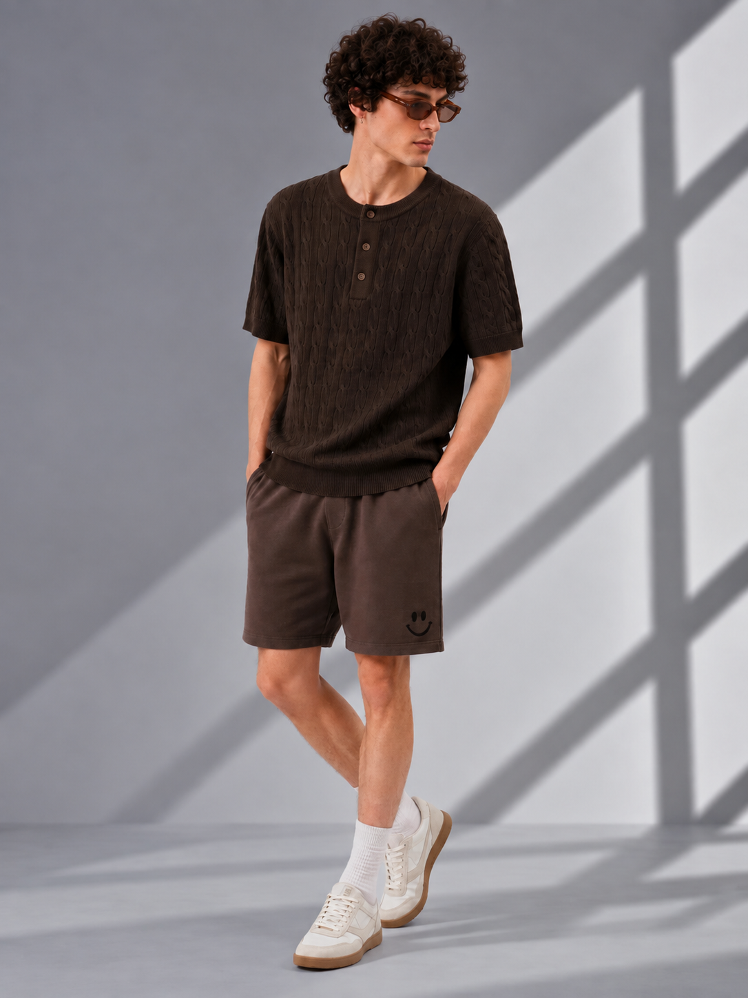 ESPRESSO CABLE KNIT HENLEY