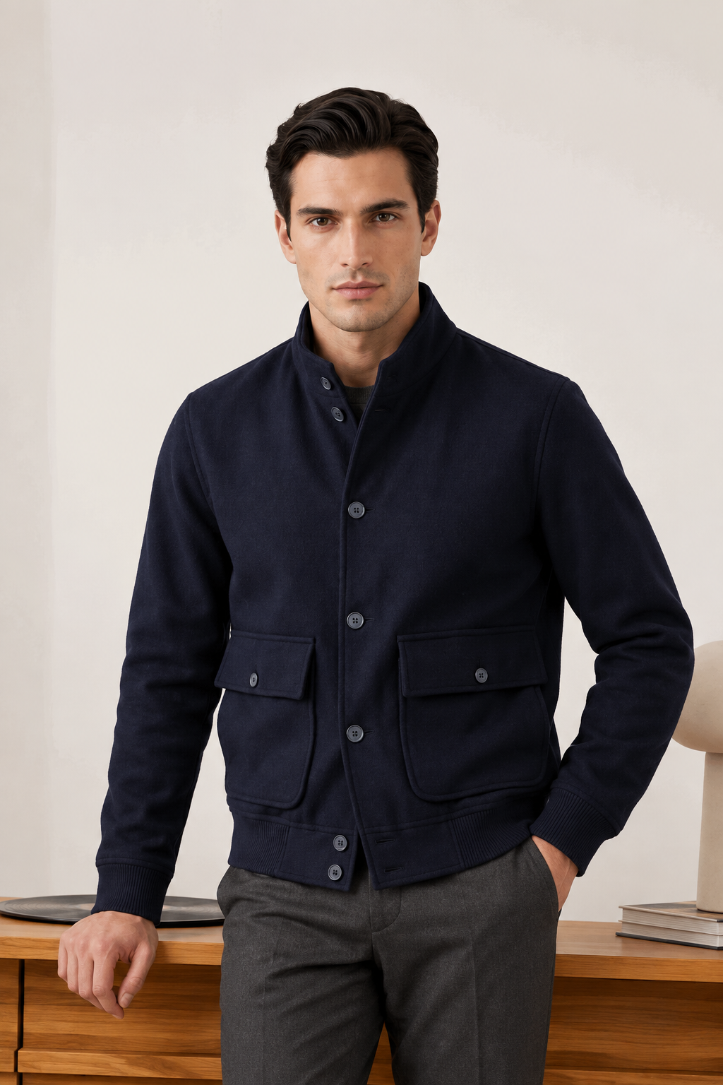 NAVY WOOL JACKET