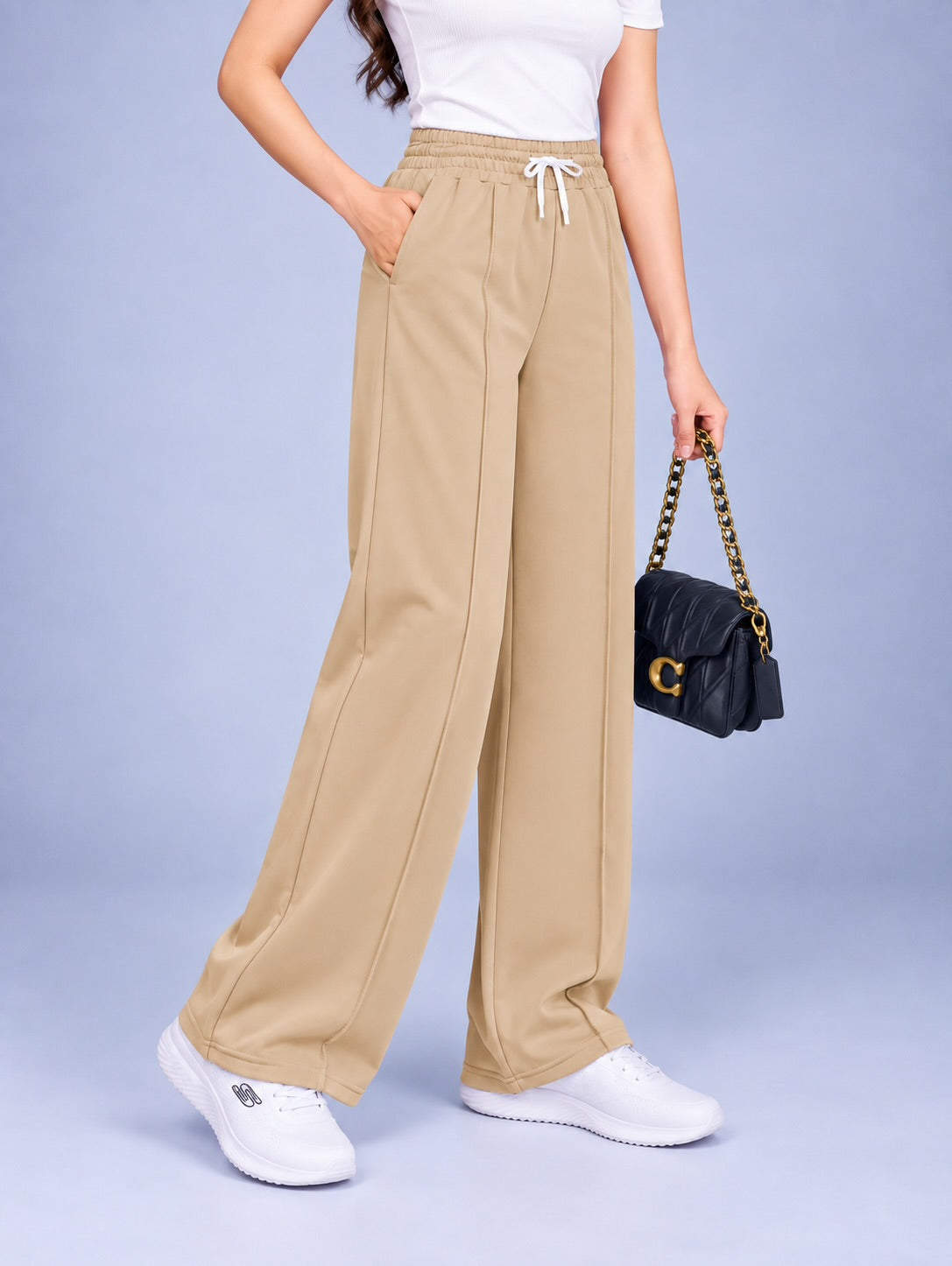 WOMEN BEIGE TERRY PANTS