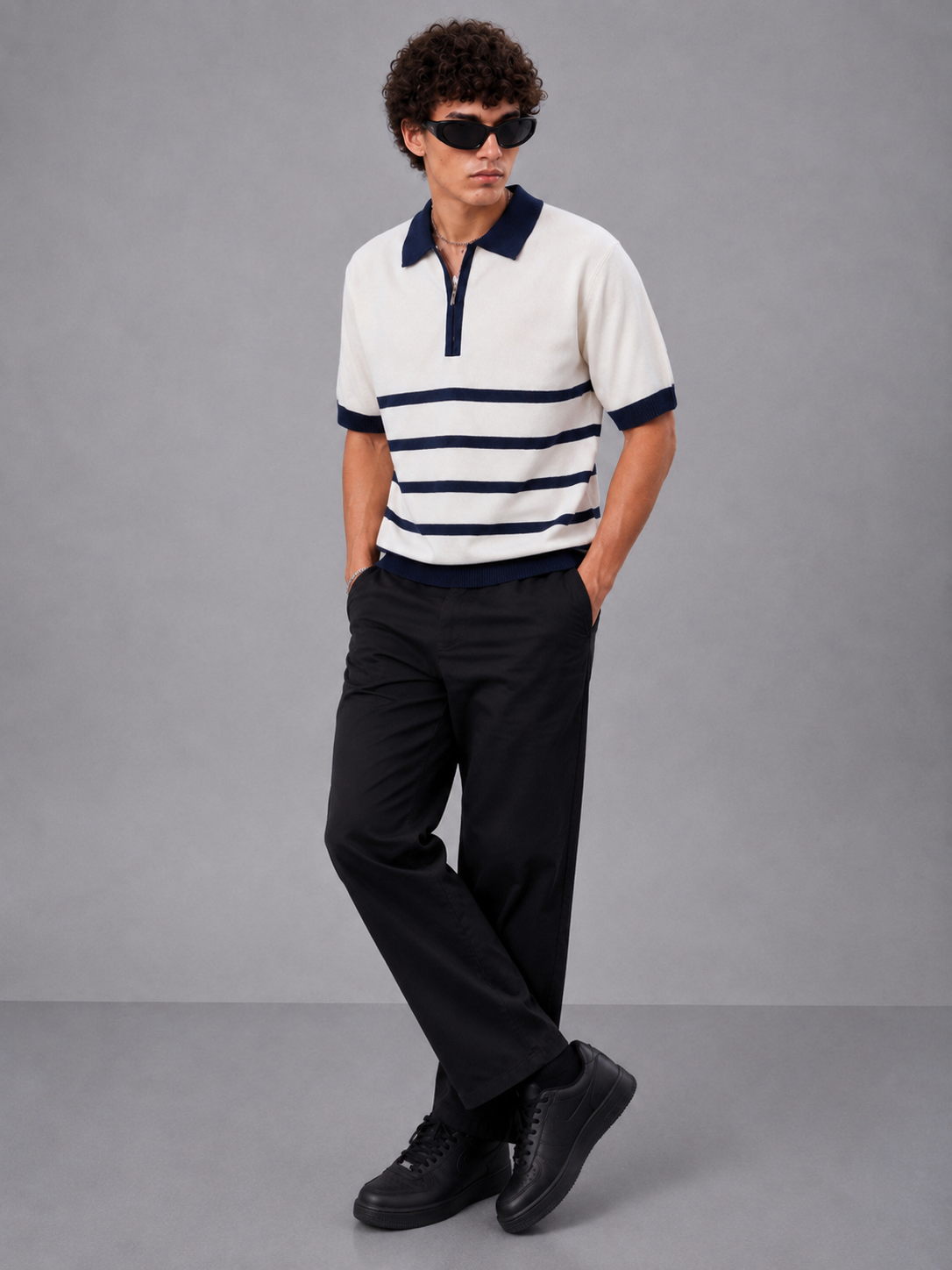 NAVI Y/D ZIPPER POLO