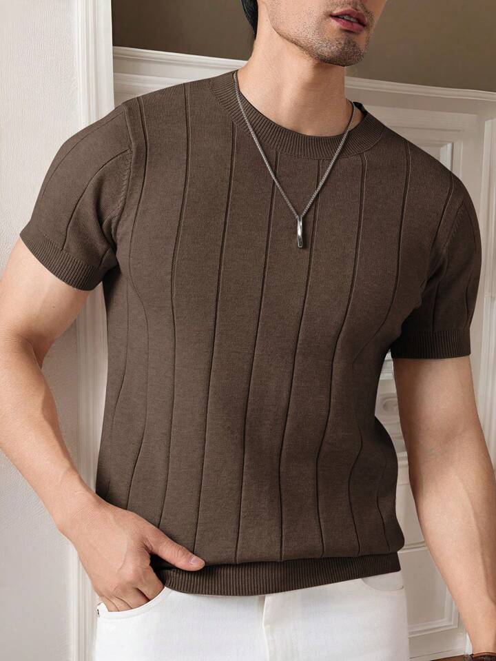 BROWN DROP NEEDLE CREW TEE
