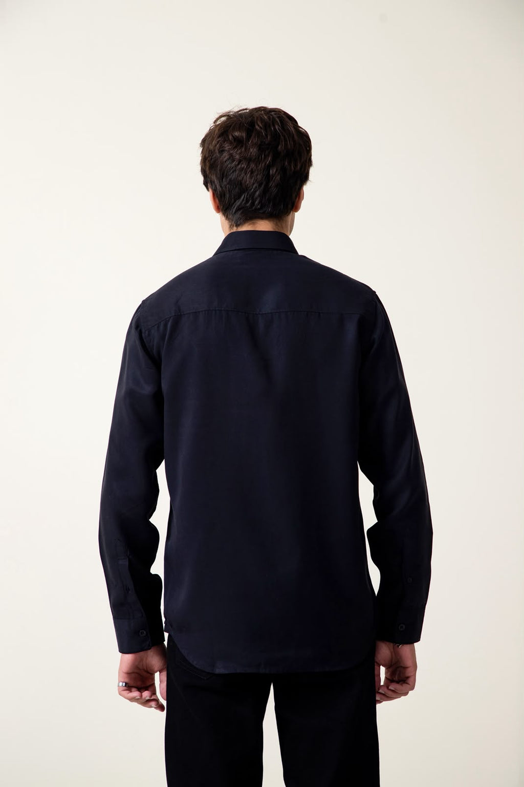BLACK COTTON SILK SHIRT