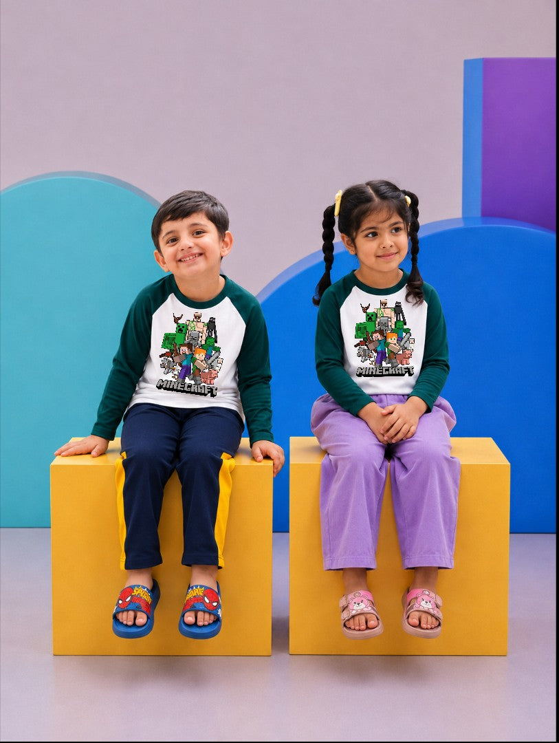 JUNIOR - DARK GREEN WHITE SCOOBY-DOO BUS RAGLAN