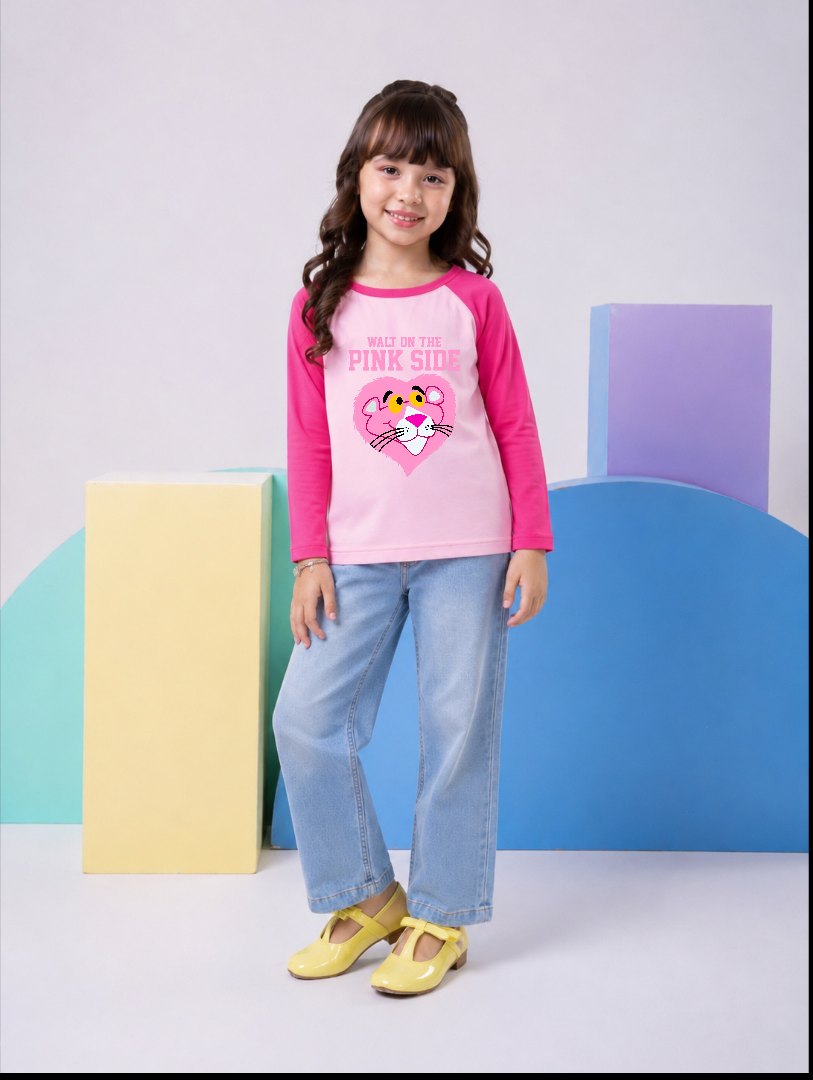 JUNIOR - HOT PINK & BABY PINK WALK ON THE PINK SIDE RAGLAN