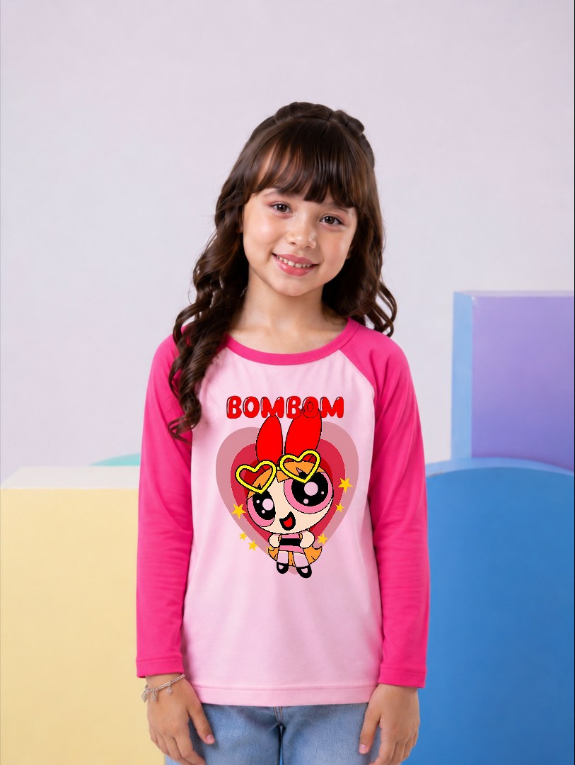 JUNIOR - HOT PINK & BABY PINK BOOM BOOM RAGLAN
